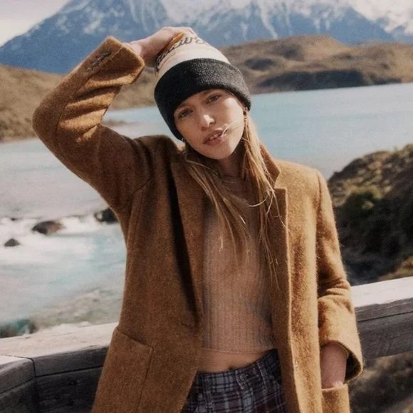 NEW Madewell Retro Pom-Pom Beanie Winter Hat in Cloud Lining NI562 One Size - Picture 2 of 7